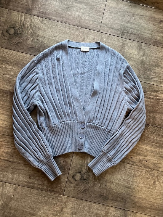 Aritzia wilfred plunge knit cardigan grey sweater medium - Picture 1 of 2